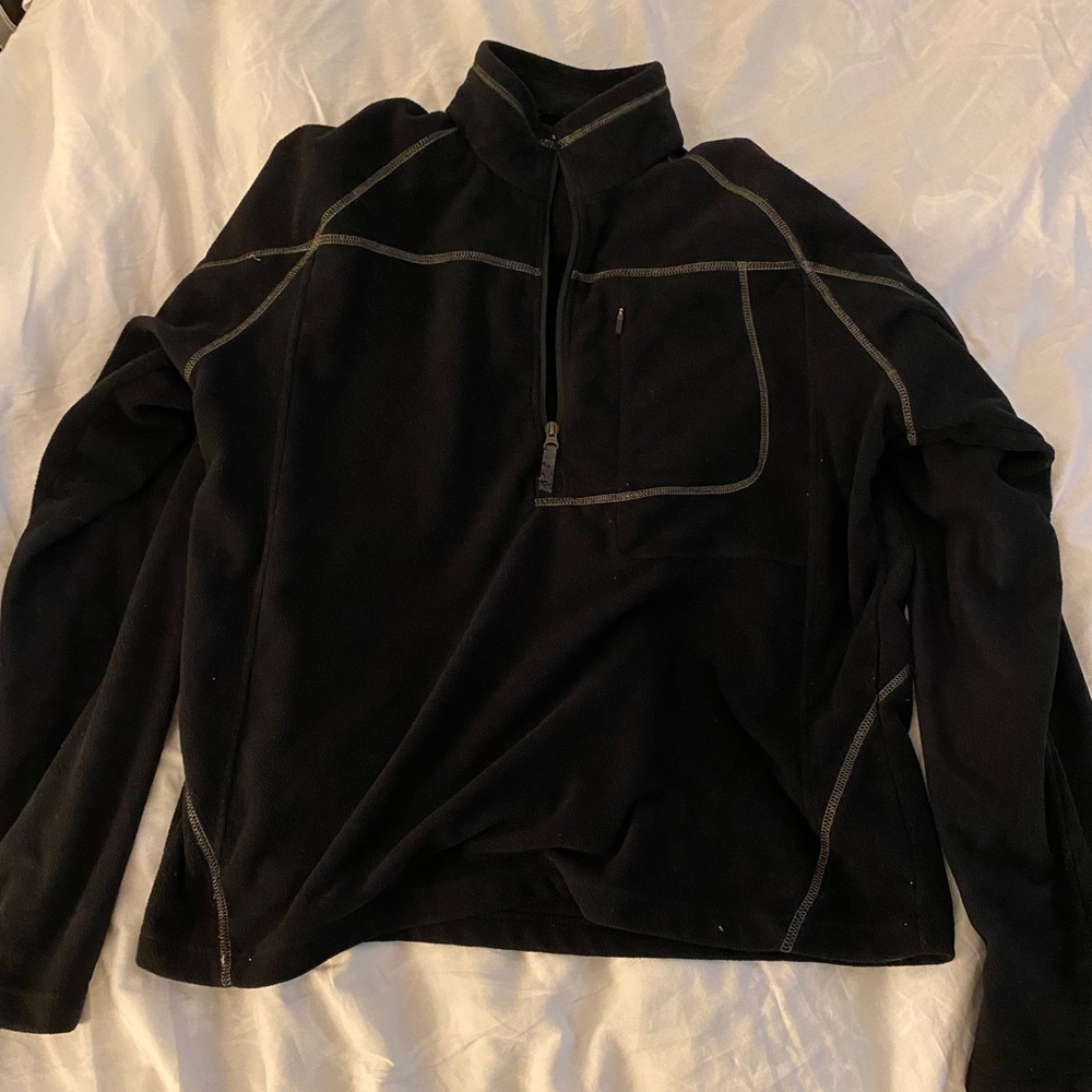 Columbia Mens Fleece Quarter Zip Collared Black Jacket - Size XL